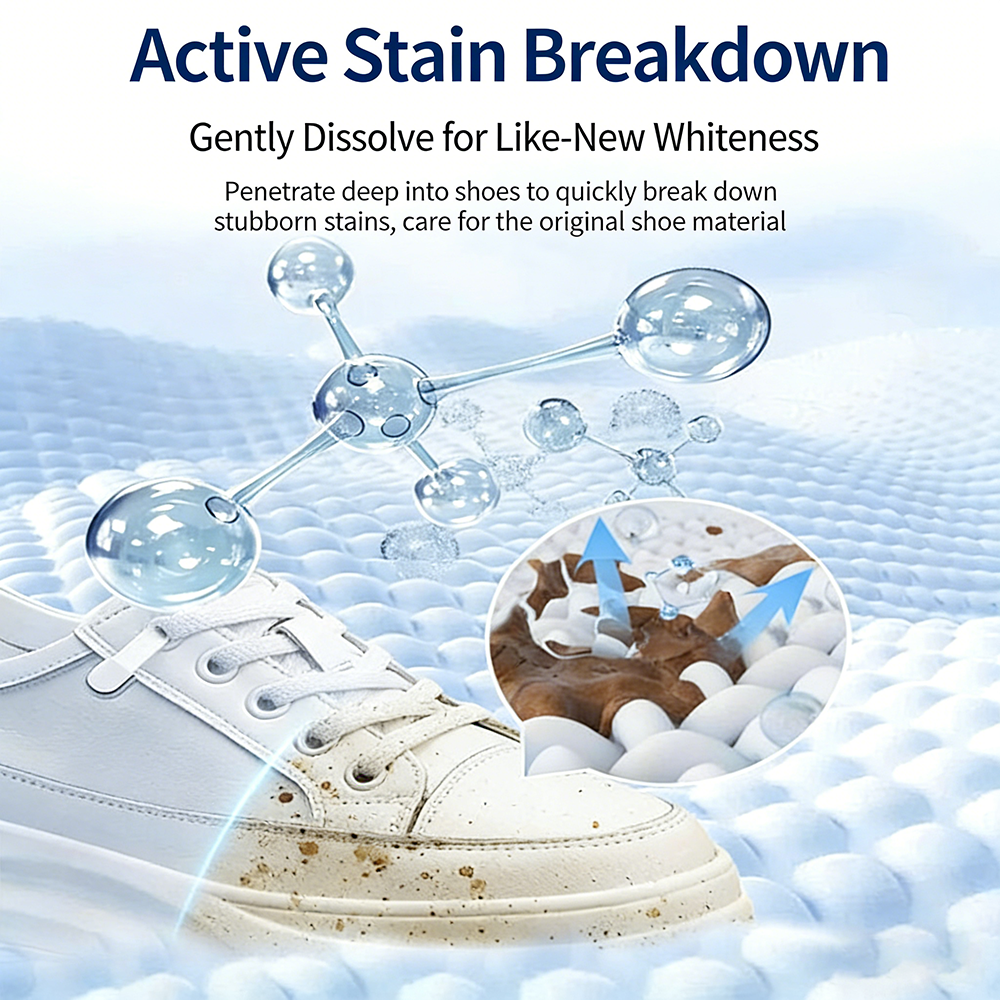 🌟 Vattenfri rengöringskräm för vita skor – djupgående rengöring, ingen sköljning behövs