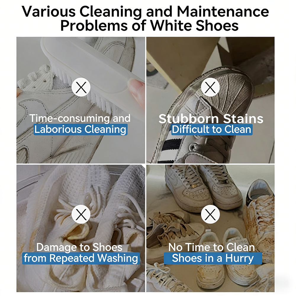 🌟 Vattenfri rengöringskräm för vita skor – djupgående rengöring, ingen sköljning behövs