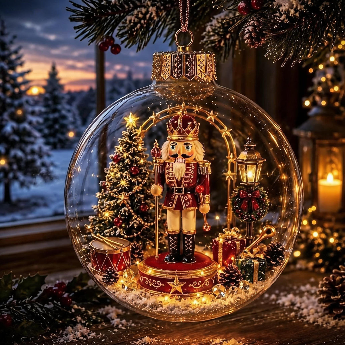 🎄Lysande juldiorama-julgransprydnad – En liten vintervärld i din handflata👼