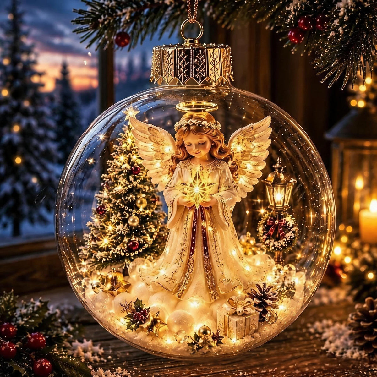 🎄Lysande juldiorama-julgransprydnad – En liten vintervärld i din handflata👼