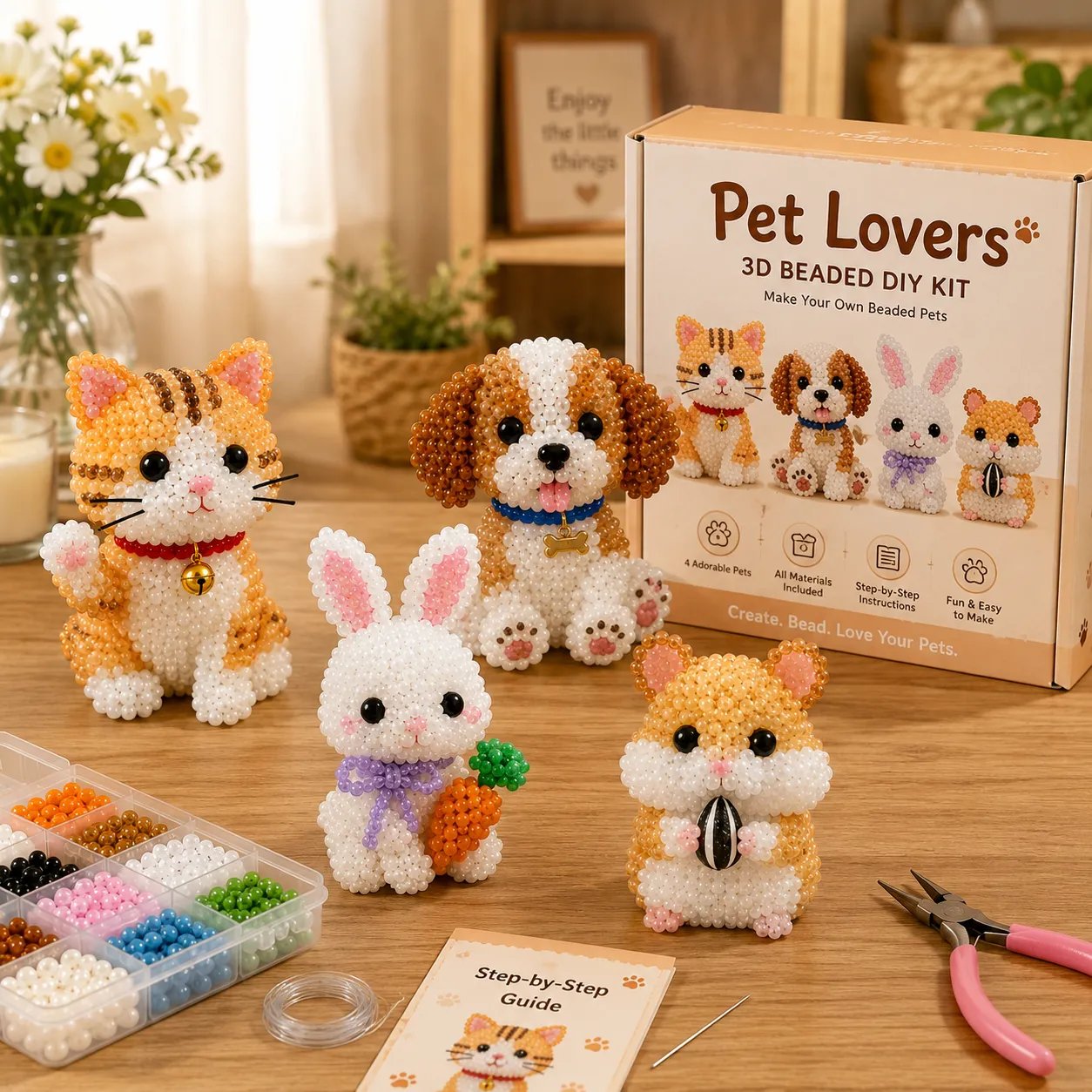 🧵✨ Litet DIY-kit med 3D-pärldju