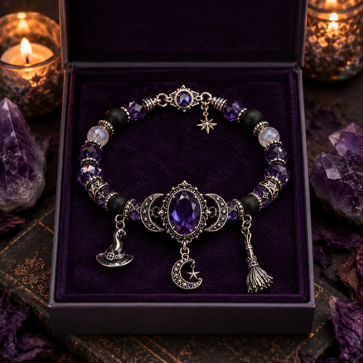 🔮 Armband med häxkristall och måneberloc