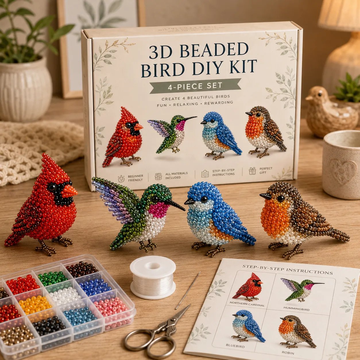 🧵✨ Litet DIY-kit med 3D-pärldju