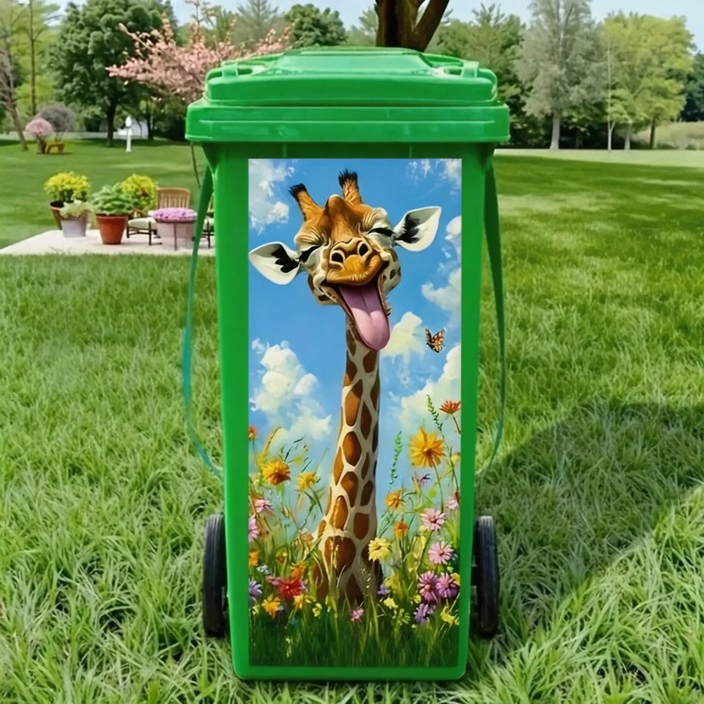 🦒🐯Kreativt klistermärke för soptunna med färgglad tecknad serie✨