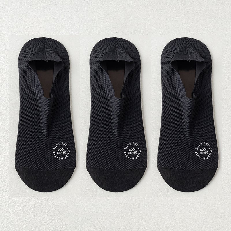 🔥 Förpackning med 3 par osynliga strumpor med halkskydd 🧦 – Andningsbar, låg design med halkskydd och svettabsorberande egenskape