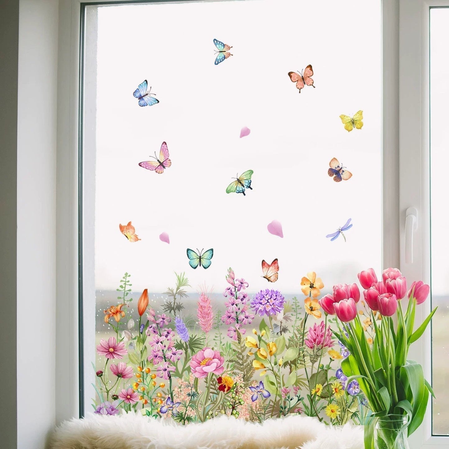 Köp 2 få 1 gratis💐Färgglada Blombukett Fönsterdekal💞
