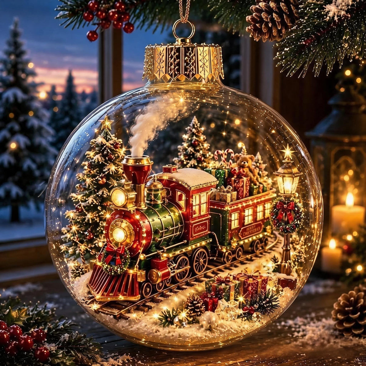 🎄Lysande juldiorama-julgransprydnad – En liten vintervärld i din handflata👼