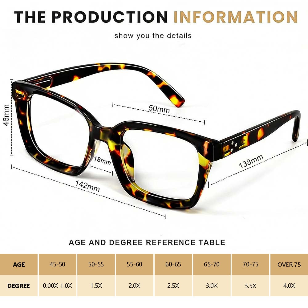 👓3-pack Tortoisesh👓 3-pack läsglasögon – extra stora fyrkantiga läsglasögon med blåljusfilterell Reading Glasses – Oversized Square Reading Glasses That Block Blue Light