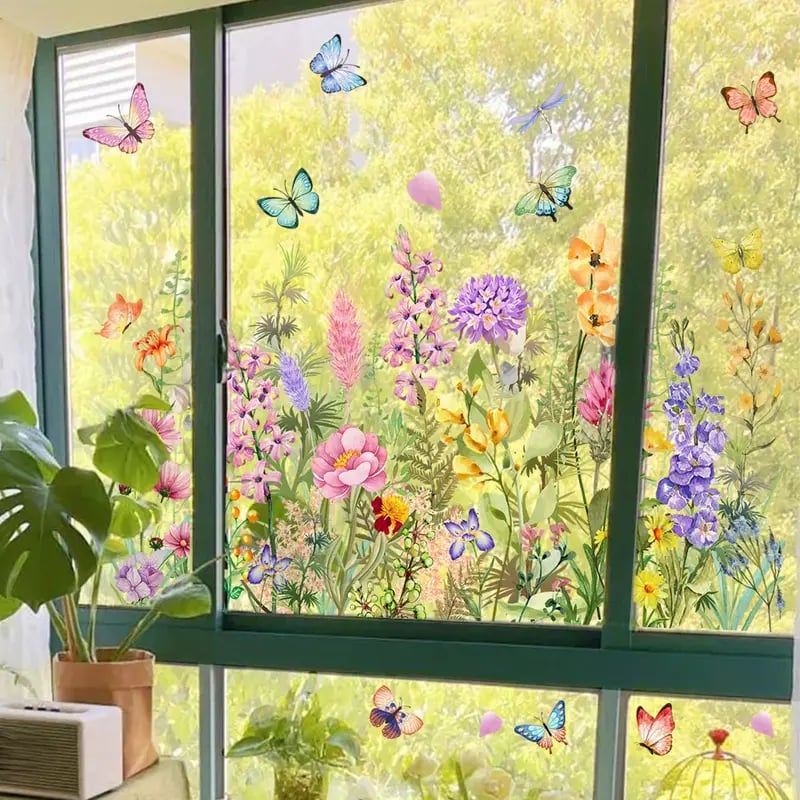 Köp 2 få 1 gratis💐Färgglada Blombukett Fönsterdekal💞