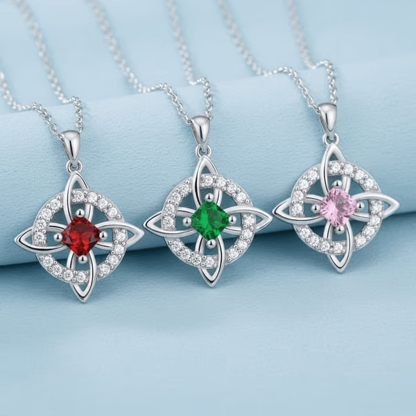 Ett mystiskt halsband med födelsesten och häxknut – Naturlig kristall 🔮💞 Skydda dina nära och kära