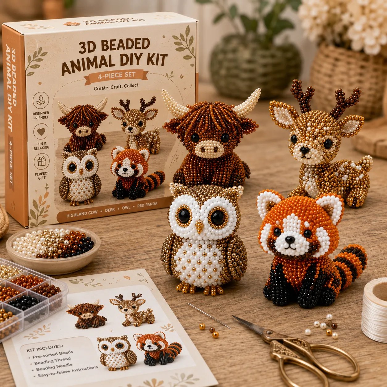 🧵✨ Litet DIY-kit med 3D-pärldju