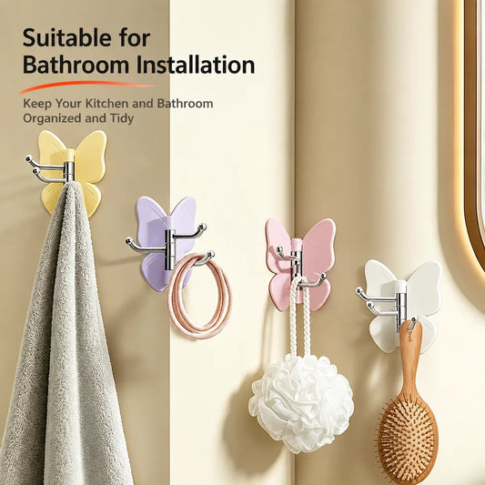 🔥SISTA DAGEN 50 % RABATT – 🦋Vridbar fjärilskrok utan borrning (4-pack）