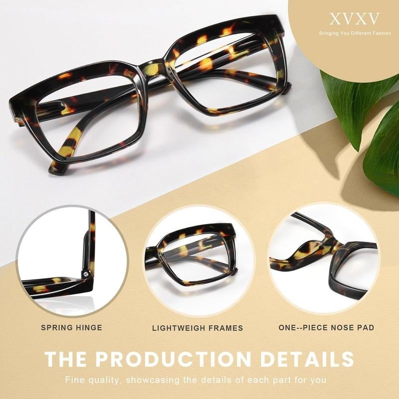 👓3-pack Tortoisesh👓 3-pack läsglasögon – extra stora fyrkantiga läsglasögon med blåljusfilterell Reading Glasses – Oversized Square Reading Glasses That Block Blue Light