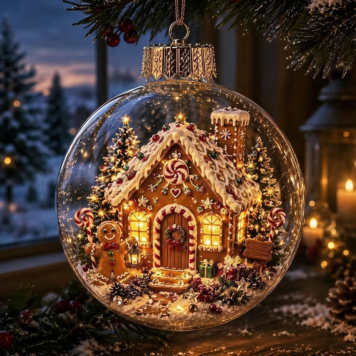 🎄Lysande juldiorama-julgransprydnad – En liten vintervärld i din handflata👼