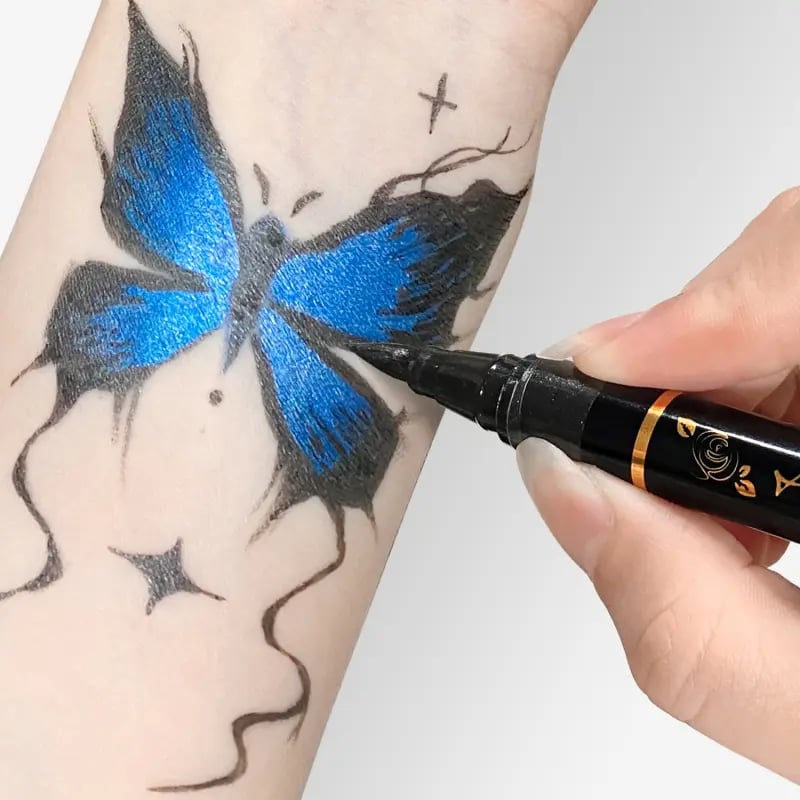 🎨Perfekt för unik kroppskonst🔥Tillfälliga tatueringspennor för hude