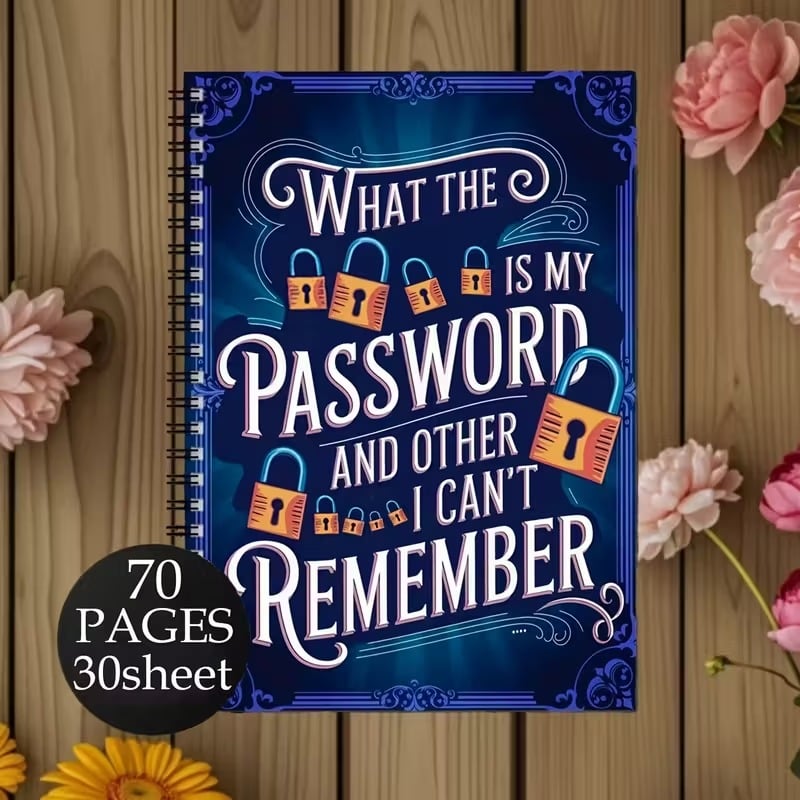 ⏰Rea senaste 4 timmarna: Spara 49% - 📅Rolig lösenordsanteckningsbok - Spiralbunden med låsikoner och roliga säkerhetsfraser✍️