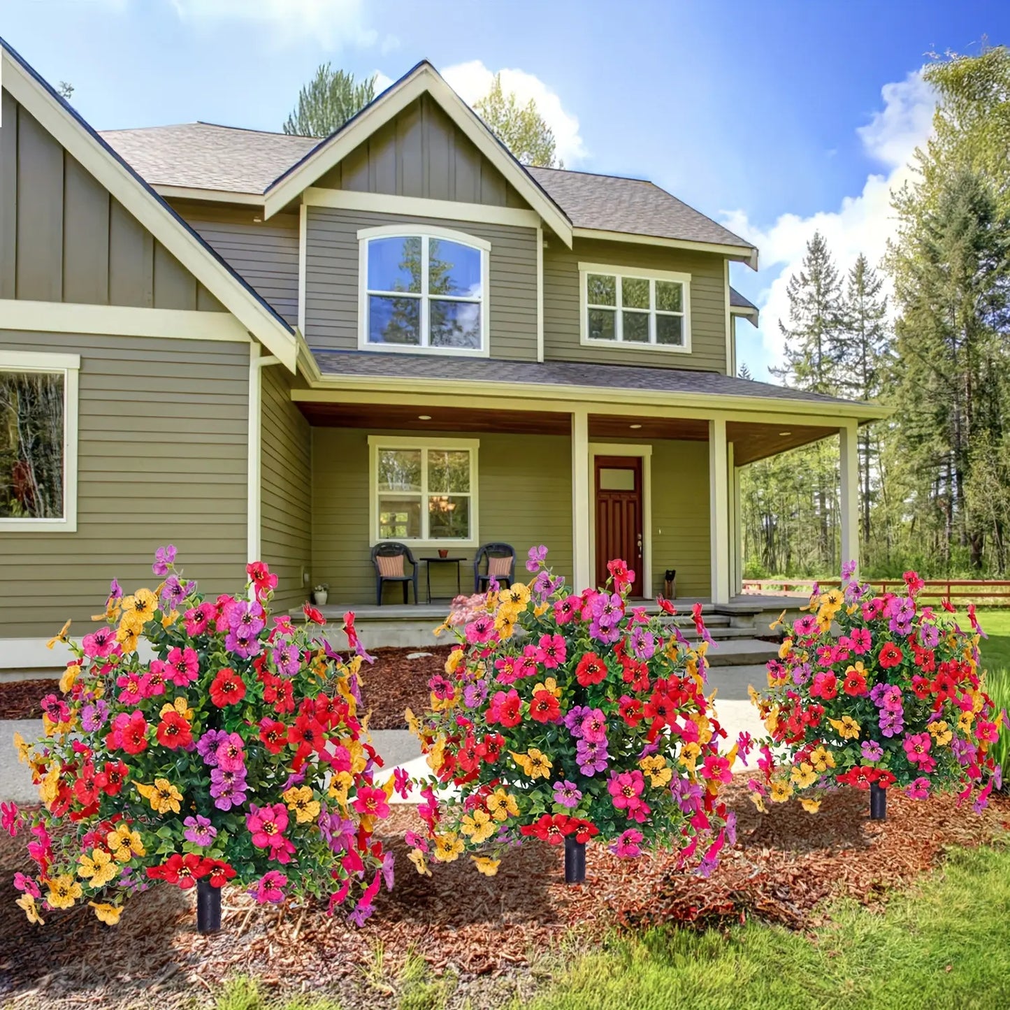 Konstgjord eukalyptus- och violjordstickningsblomsterdekoratio