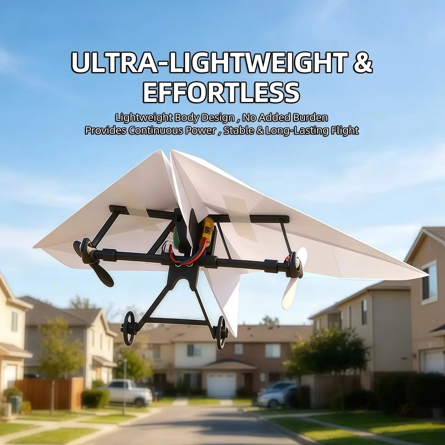Hotfree motoriserat fjärrstyrt pappersflygplan (med gyroskopisk stabilisator) – DIY-elektriskt fjärrstyrt flygplan med två propellrar, lätt och hopfällbart STEM-leksak