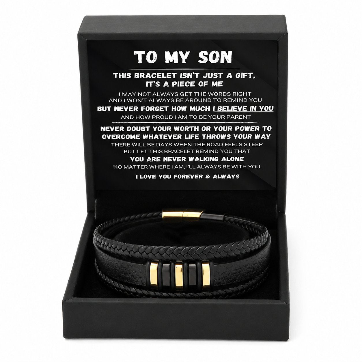 Till min son – ”Never Walk Alone”-set med flätade armban