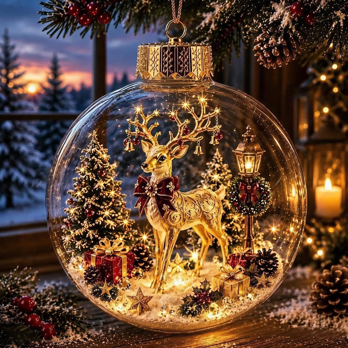 🎄Lysande juldiorama-julgransprydnad – En liten vintervärld i din handflata👼