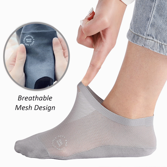 🔥 Förpackning med 3 par osynliga strumpor med halkskydd 🧦 – Andningsbar, låg design med halkskydd och svettabsorberande egenskape