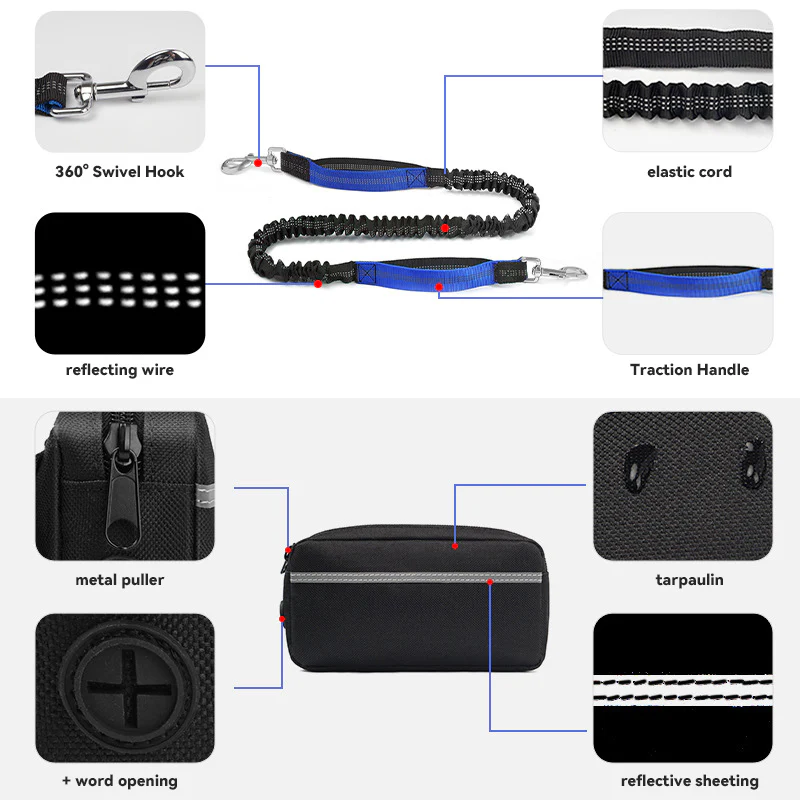 Löparmidjeväska med koppel för hund