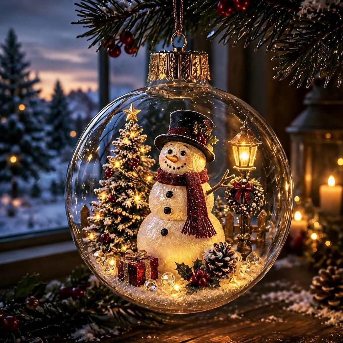 🎄Lysande juldiorama-julgransprydnad – En liten vintervärld i din handflata👼