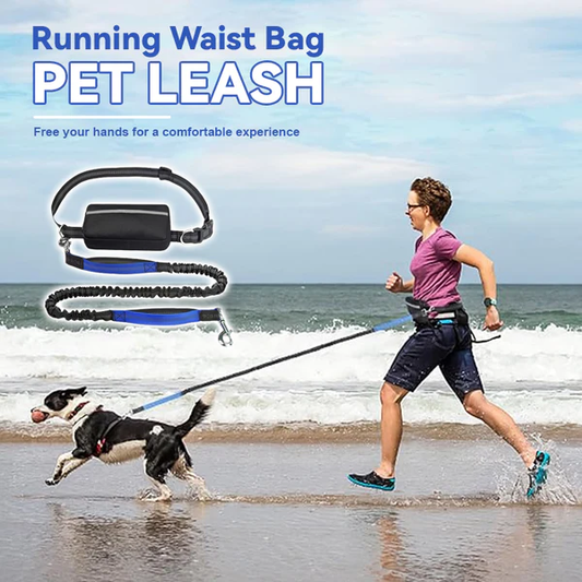 Löparmidjeväska med koppel för hund