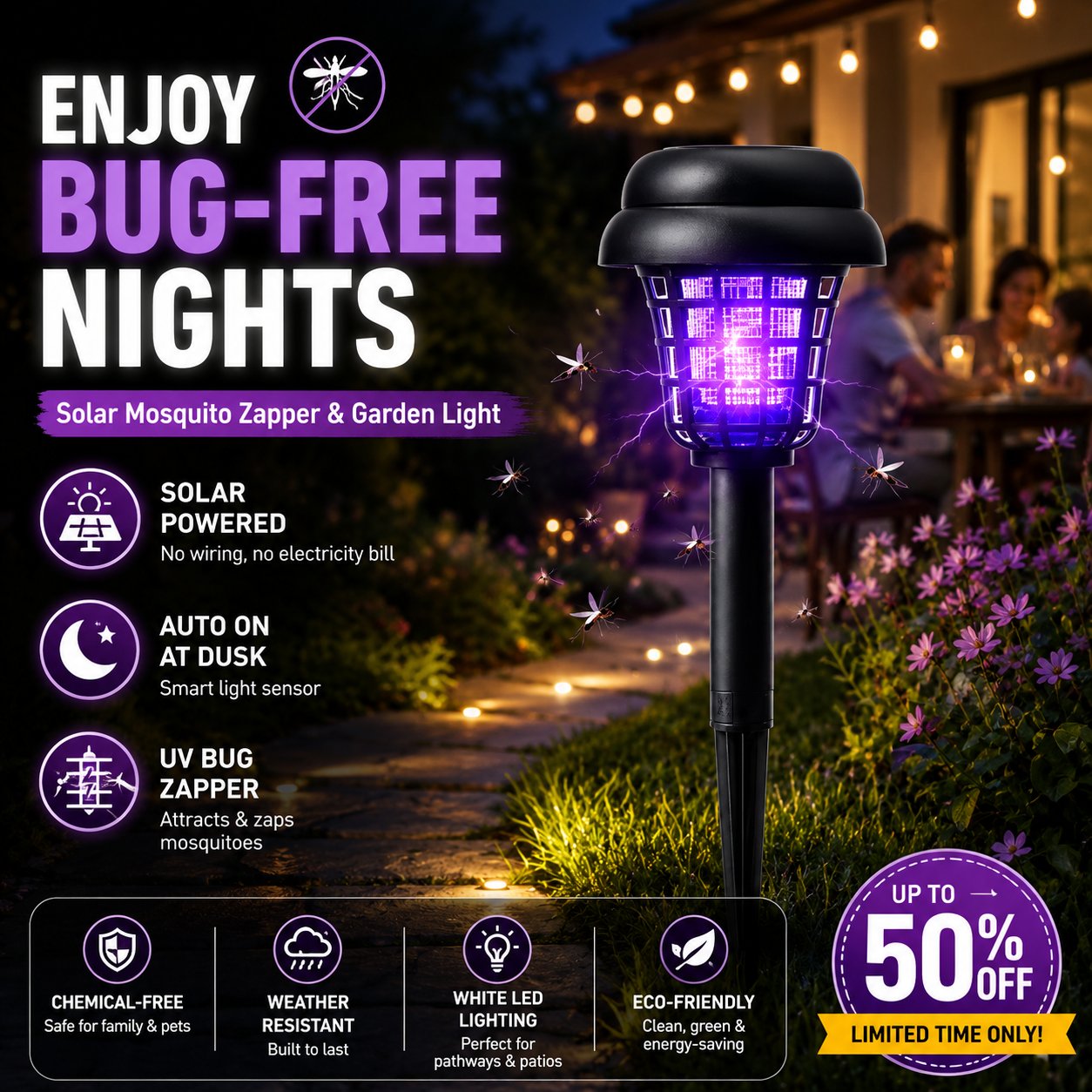 🏠Sommerens essensielle ting🦟Soldrevet UV-myggdreperlampe