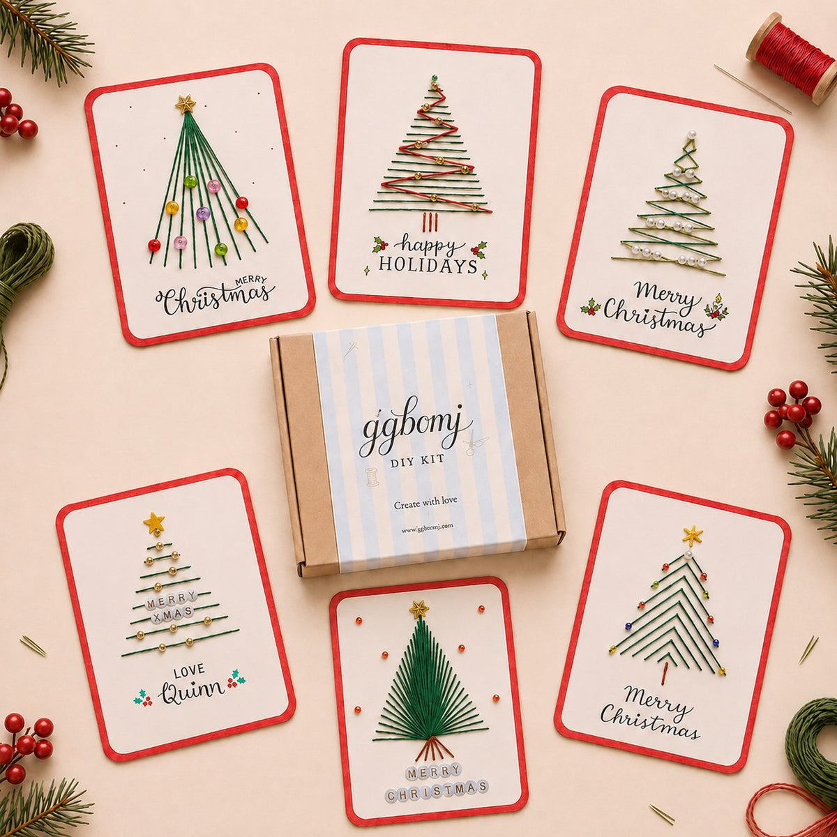 🎄🧵DIY-set för en glad och ljus jul (6 st）