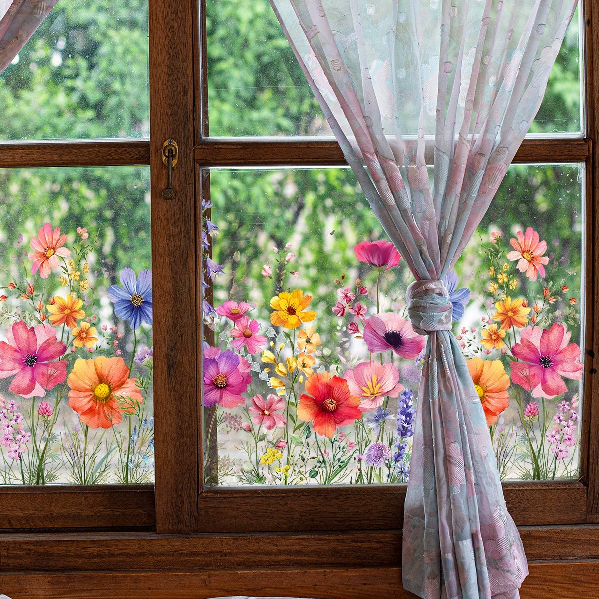 Köp 2 få 1 gratis💐Färgglada Blombukett Fönsterdekal💞