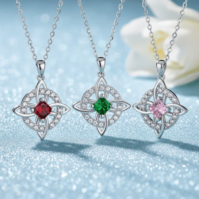 Ett mystiskt halsband med födelsesten och häxknut – Naturlig kristall 🔮💞 Skydda dina nära och kära