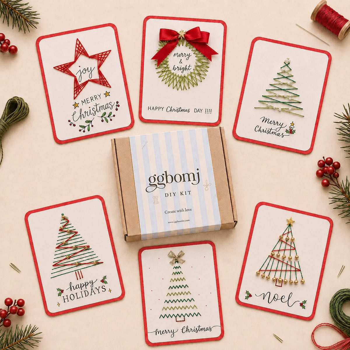 🎄🧵DIY-set för en glad och ljus jul (6 st）