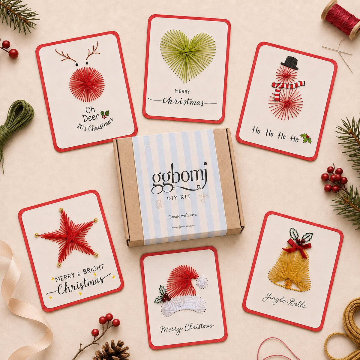 🎄🧵DIY-set för en glad och ljus jul (6 st）