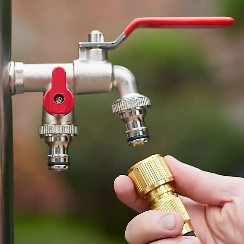 ⚙️ Universell trädgårdskran i rostfritt stål med dubbla utlopp – separata ventiler, tålig och enkel att installera 🚰
