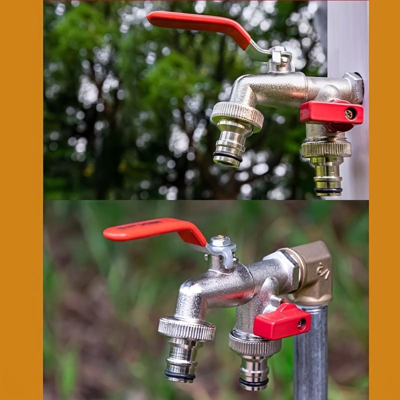 ⚙️ Universell trädgårdskran i rostfritt stål med dubbla utlopp – separata ventiler, tålig och enkel att installera 🚰