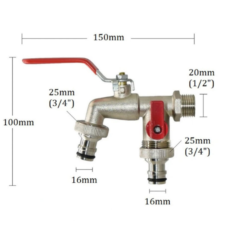 ⚙️ Universell trädgårdskran i rostfritt stål med dubbla utlopp – separata ventiler, tålig och enkel att installera 🚰