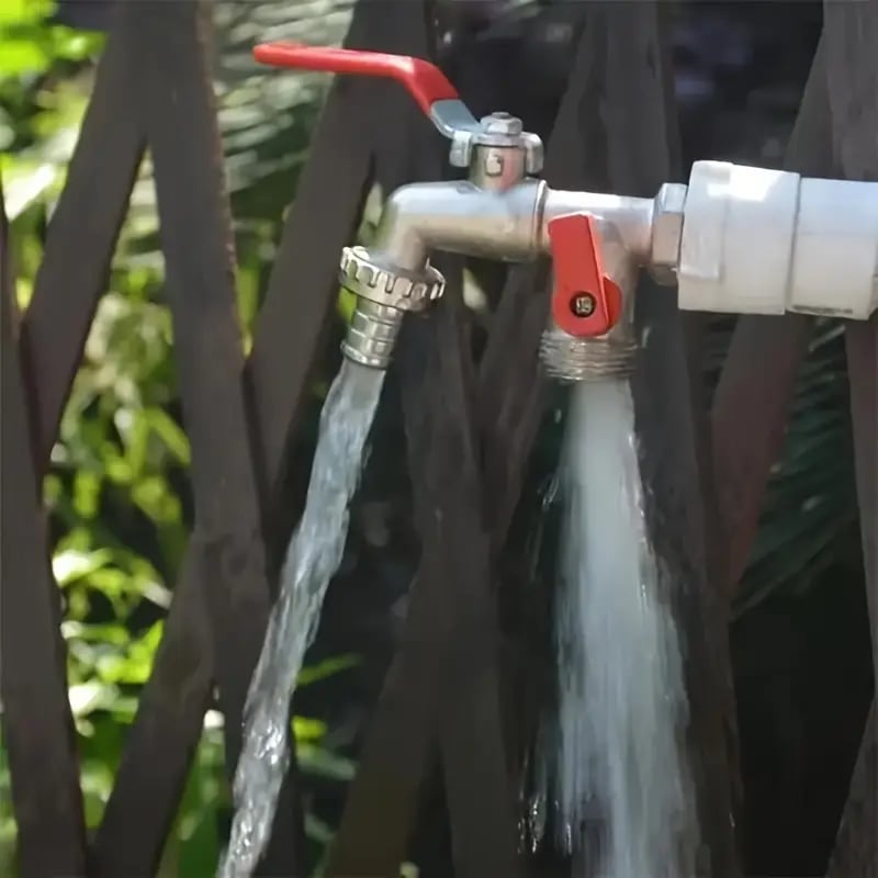 ⚙️ Universell trädgårdskran i rostfritt stål med dubbla utlopp – separata ventiler, tålig och enkel att installera 🚰