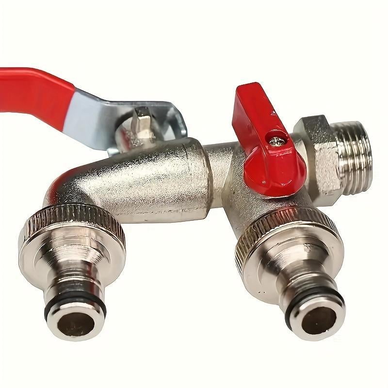 ⚙️ Universell trädgårdskran i rostfritt stål med dubbla utlopp – separata ventiler, tålig och enkel att installera 🚰