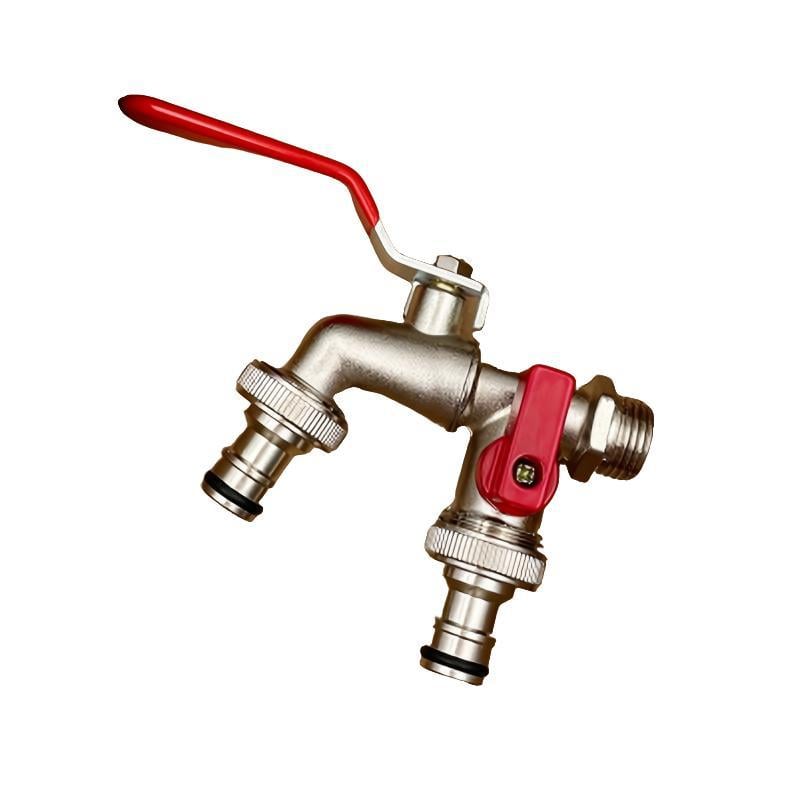 ⚙️ Universell trädgårdskran i rostfritt stål med dubbla utlopp – separata ventiler, tålig och enkel att installera 🚰