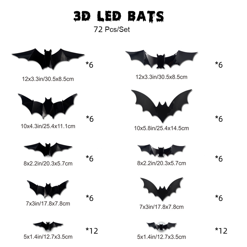 🦇Halloween-dekoration: 3D-LED-vägglampa i form av en fladdermu