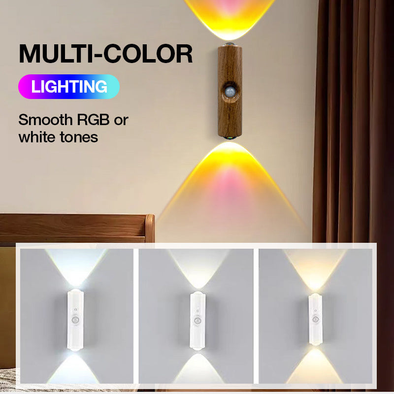 Smart LED-nattlampa med rörelsesensor, dimbar RGB-vägglampa med färgskiftning, USB-uppladdningsbar magnetisk självhäftande stämningsbelysning med färgövergångar för sovrum, hall och entré – inredningsdetaljer för hemme