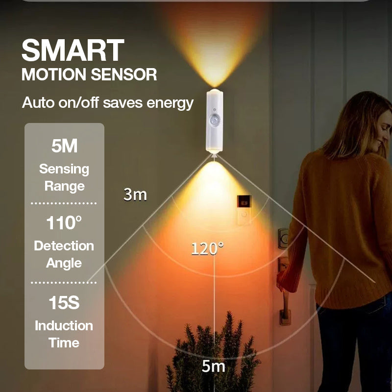 Smart LED-nattlampa med rörelsesensor, dimbar RGB-vägglampa med färgskiftning, USB-uppladdningsbar magnetisk självhäftande stämningsbelysning med färgövergångar för sovrum, hall och entré – inredningsdetaljer för hemme