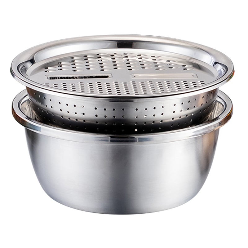 🥣 50% RABATT NU! Multifunktionell behållare i rostfritt stål från Tyskland – 3‑delat set – perfekt för siktning, rivning & förvaring – livsmedelsklassat 201 rostfritt stål 🍽️✨