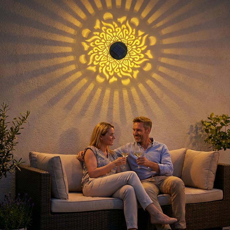 🌞 NU 50 % RABATT! 🌀 Mandala-sollampa – Vackra mönsterprojektioner, dubbel funktion för montering på golv och vägg, vattentät enligt IP65 samt automatisk på-/avstängning