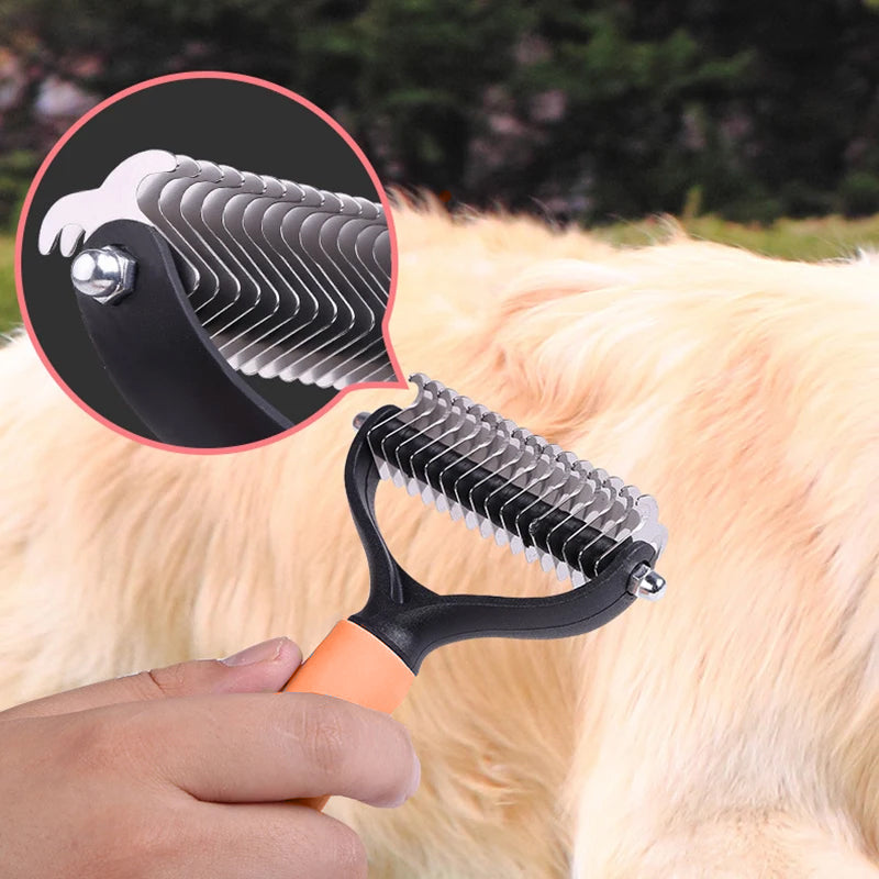🐾 BLIXTREA: 50 % RABATT! ✨ Dubbelsidig borsta för pälsvård – dubbelsidig, ergonomisk och skonsam för hundar och katter