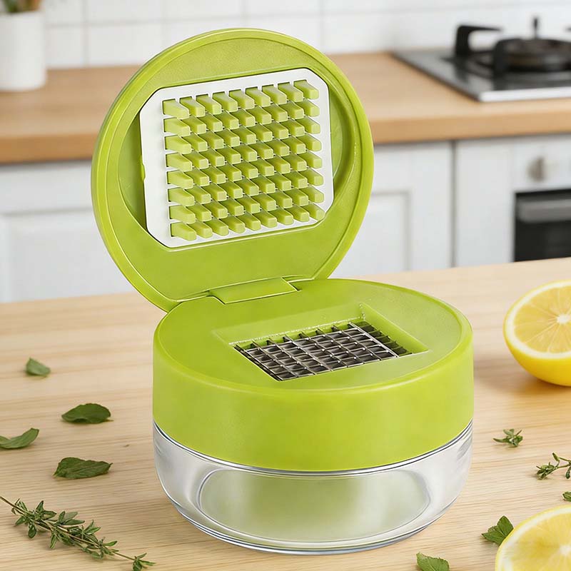 Mini-vitlökshackare och -press med behållar