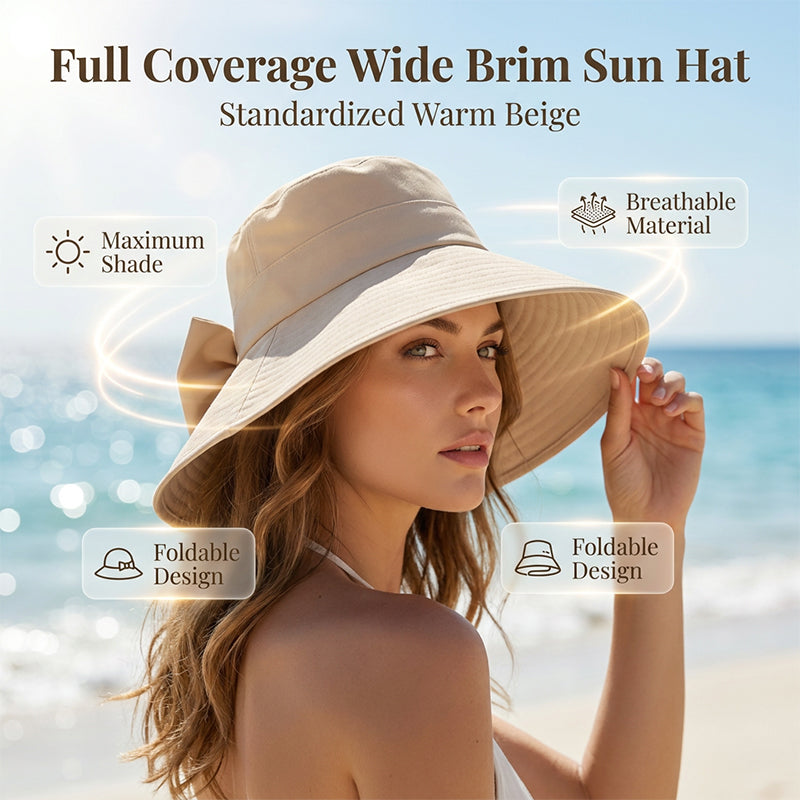 🌸 50 % RABATT NU! 🌸Dam Solhatt med Bred Brätte och Rosett