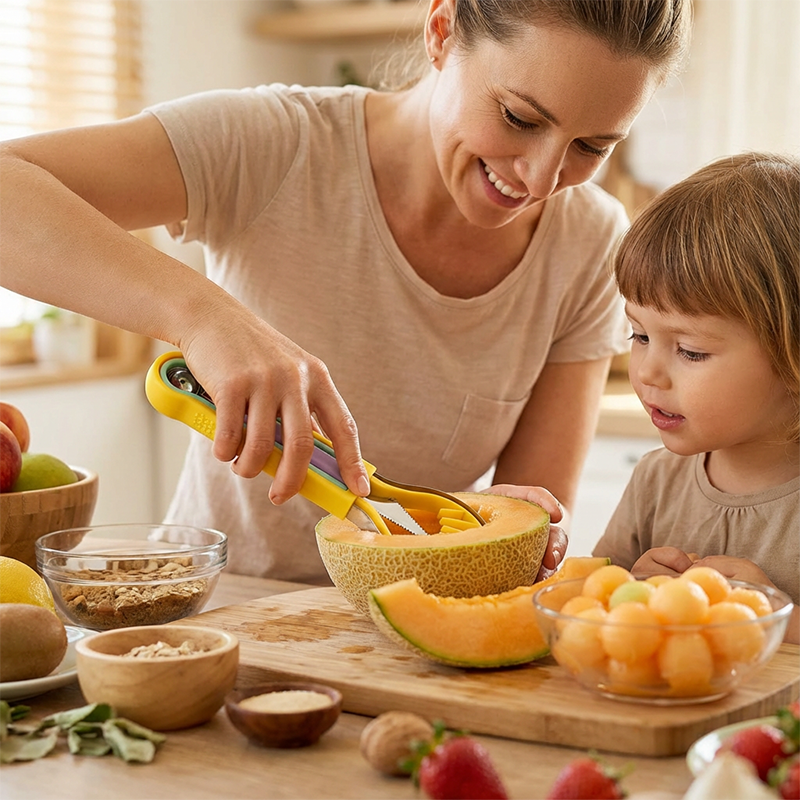 🍉 Få 50 % rabatt nu! 3-delars set för frukt och meloner – för skärning, formning och dekoration – i rostfritt stål, kompakt förvaring, bekvämt att hålla i – särskilt lämpligt för honungsmelon, vattenmelon och mjuka frukter