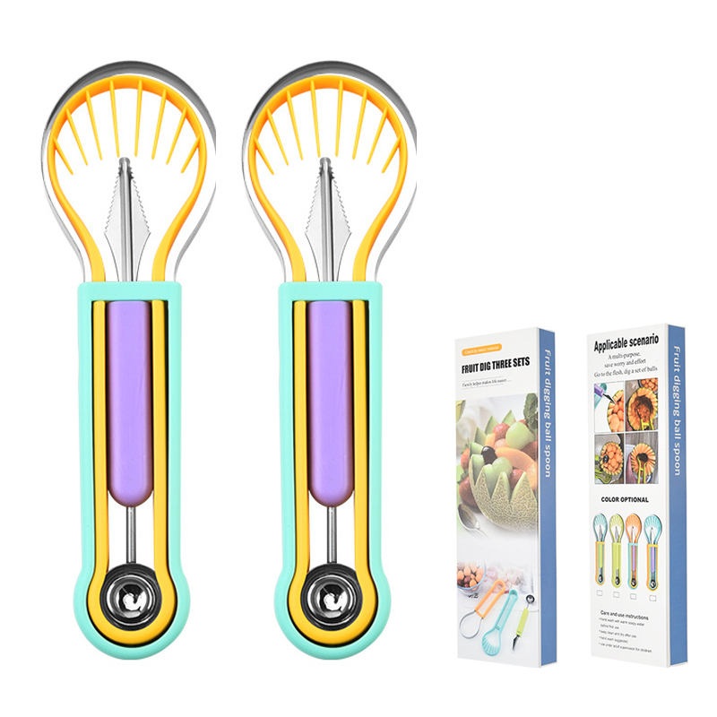 🍉 Få 50 % rabatt nu! 3-delars set för frukt och meloner – för skärning, formning och dekoration – i rostfritt stål, kompakt förvaring, bekvämt att hålla i – särskilt lämpligt för honungsmelon, vattenmelon och mjuka frukter